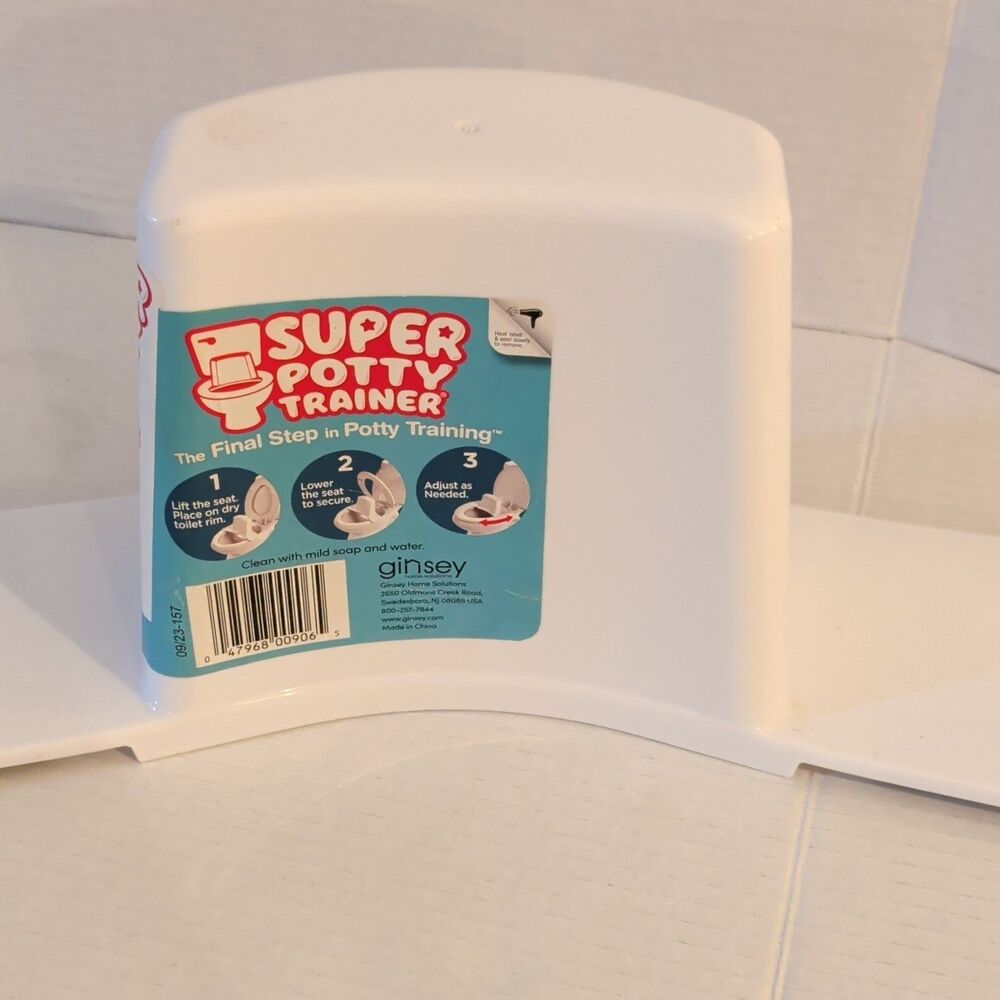 Ginsey Super Potty Trainer Potty Seat Adjustable Back/Sides White Shark Tank - Picture 2 of 3